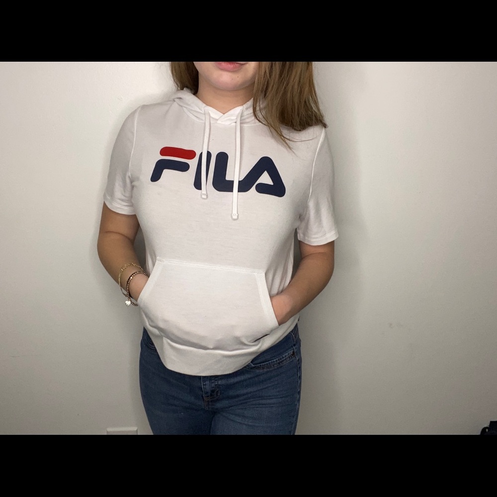 Fila tennis style shirt crop top hoodie!
